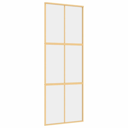 Porta Scorrevole Dorata 76x205 Vetro Trasparente ESG Alluminio | homemem39