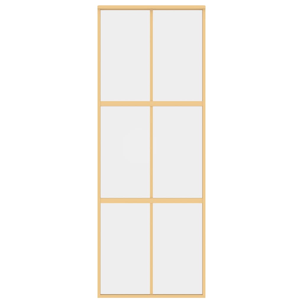 Porta Scorrevole Dorata 76x205 Vetro Trasparente ESG Alluminio | homemem39