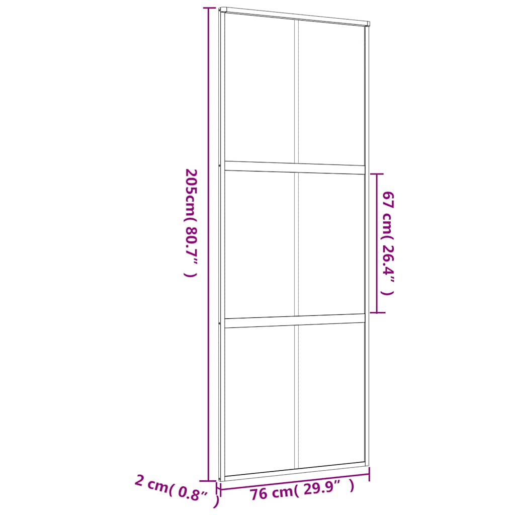 Porta Scorrevole Dorata 76x205 Vetro Trasparente ESG Alluminio | homemem39