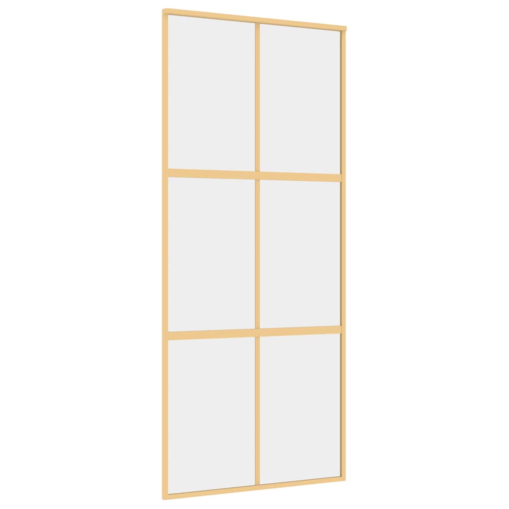 Porta Scorrevole Dorata 90x205 Vetro Trasparente ESG Alluminio | homemem39