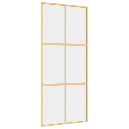 Porta Scorrevole Dorata 90x205 Vetro Trasparente ESG Alluminio | homemem39