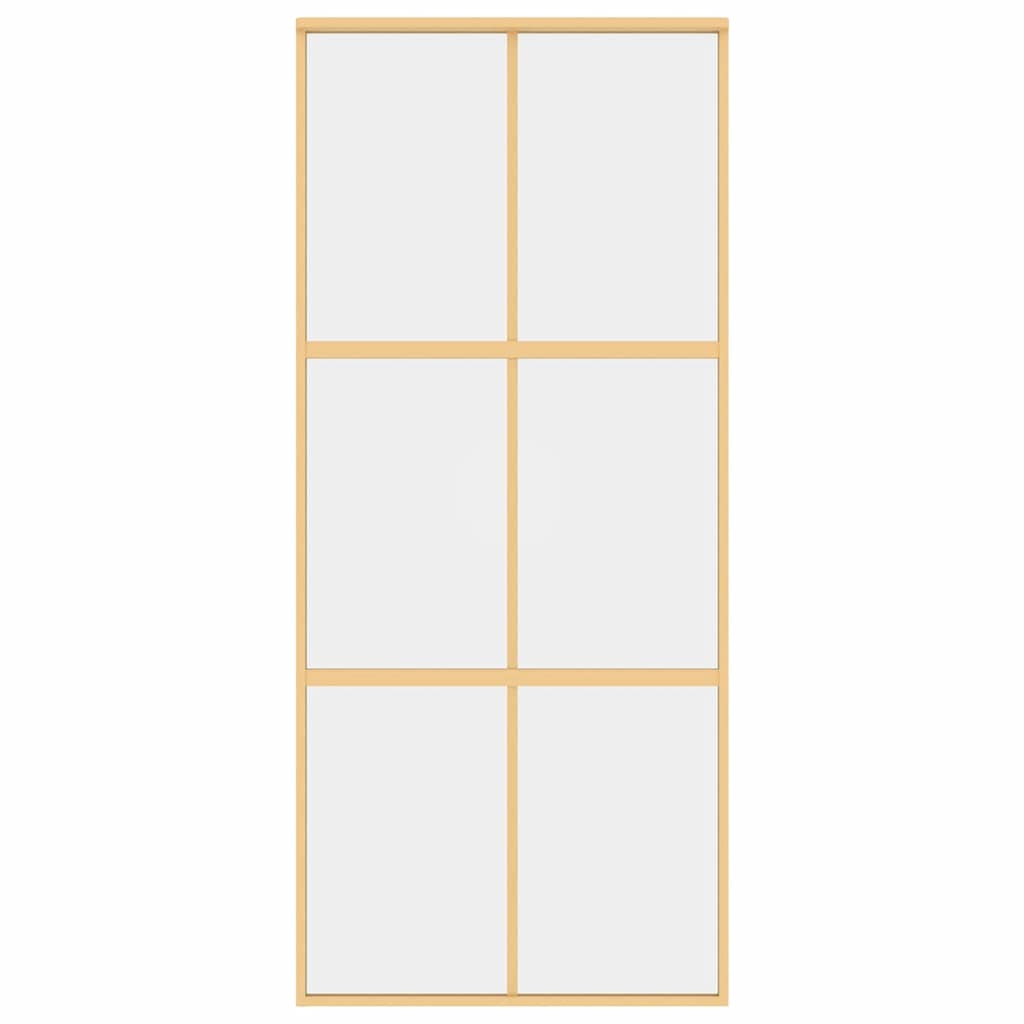 Porta Scorrevole Dorata 90x205 Vetro Trasparente ESG Alluminio | homemem39