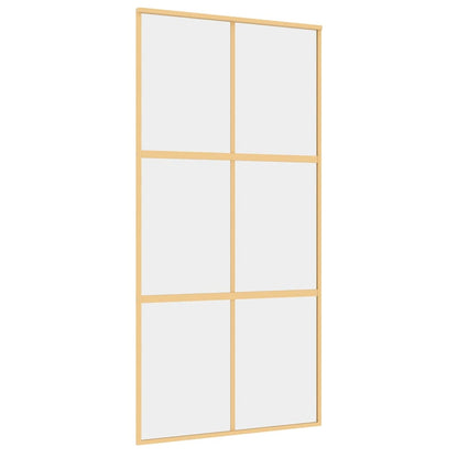 Porta Scorrevole Oro 102,5x205 Vetro Trasparente ESG Alluminio | homemem39