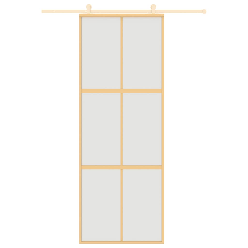 Porta Scorrevole Dorata 76x205 Vetro Smerigliato ESG Alluminio | homemem39