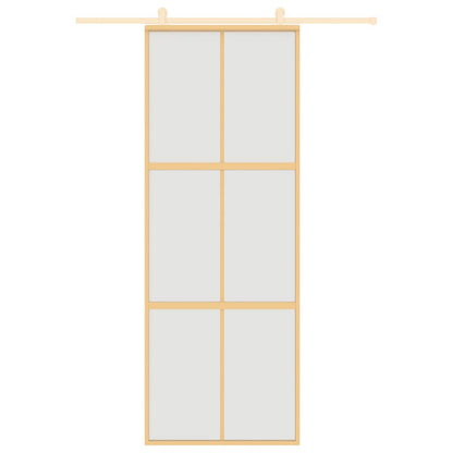 Porta Scorrevole Dorata 76x205 Vetro Smerigliato ESG Alluminio | homemem39