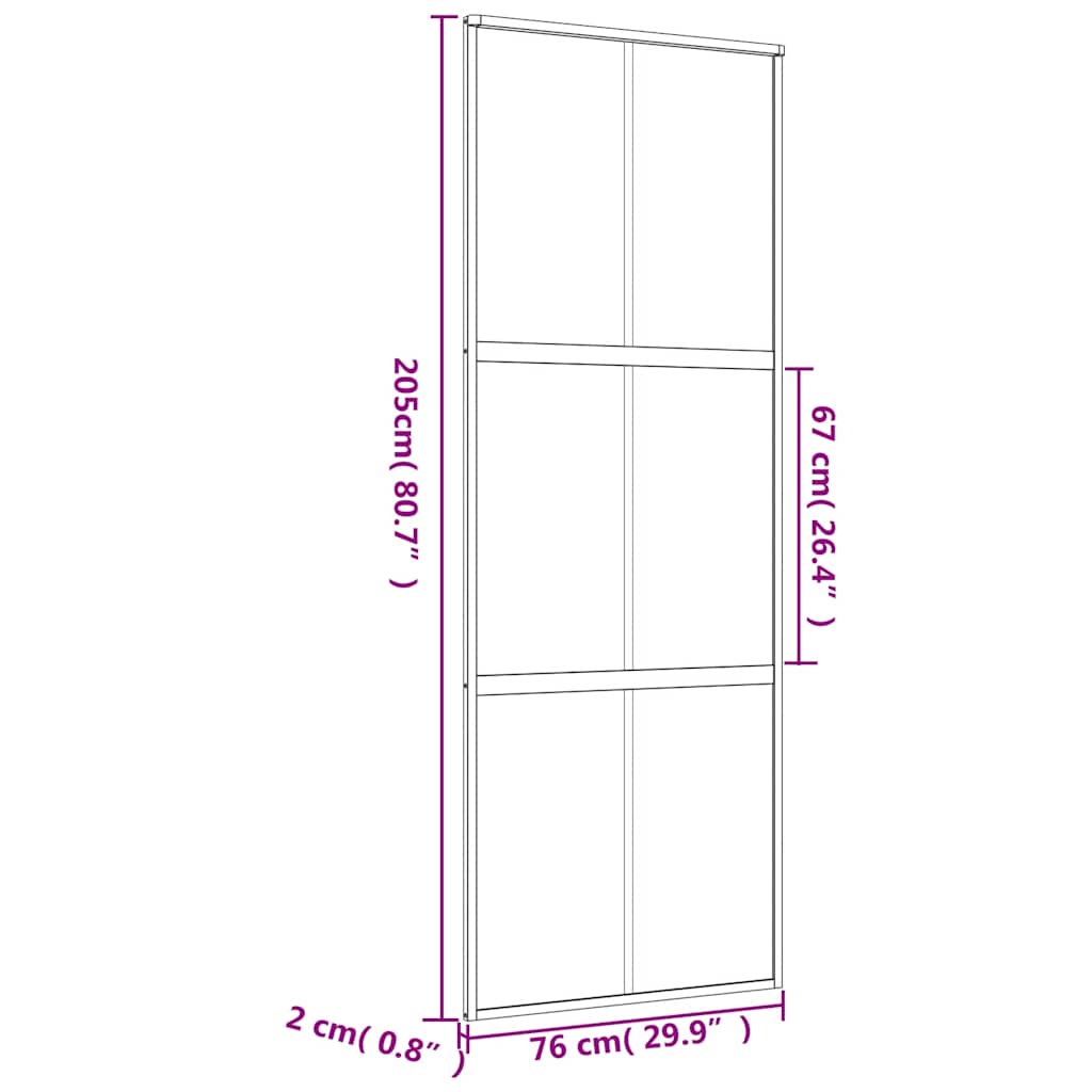 Porta Scorrevole Dorata 76x205 Vetro Smerigliato ESG Alluminio | homemem39
