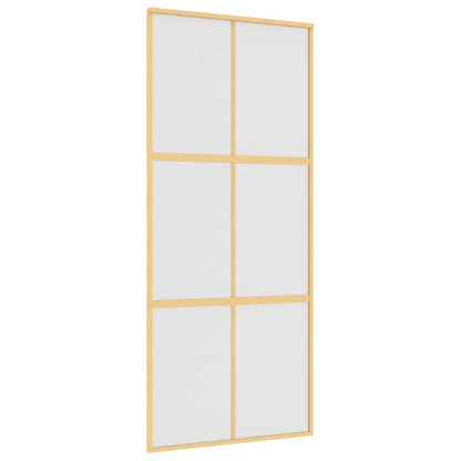 Porta Scorrevole Dorata 90x205 Vetro Smerigliato ESG Alluminio - homemem39