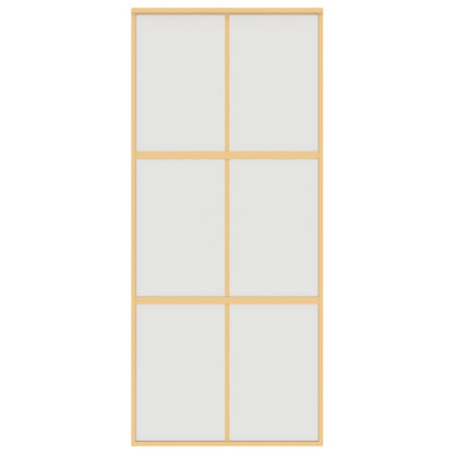 Porta Scorrevole Dorata 90x205 Vetro Smerigliato ESG Alluminio | homemem39