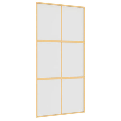Porta Scorrevole Oro 102,5x205 Vetro Smerigliato ESG Alluminio | homemem39