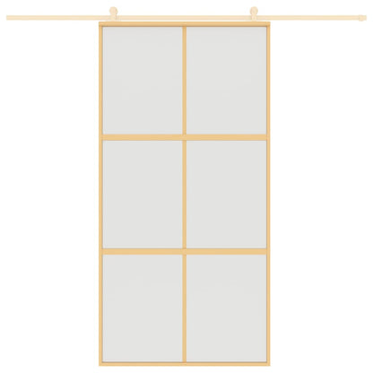 Porta Scorrevole Oro 102,5x205 Vetro Smerigliato ESG Alluminio | homemem39