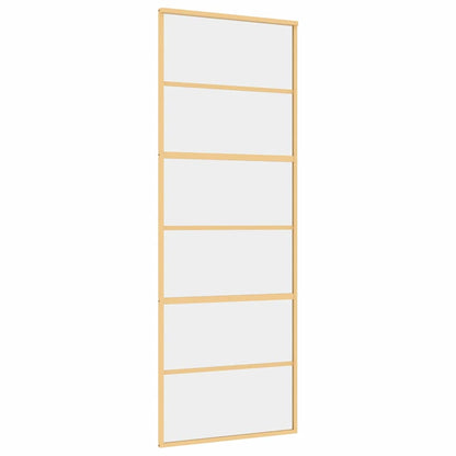 Porta Scorrevole Dorata 76x205 Vetro Trasparente ESG Alluminio | homemem39