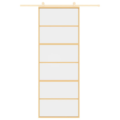 Porta Scorrevole Dorata 76x205 Vetro Trasparente ESG Alluminio | homemem39