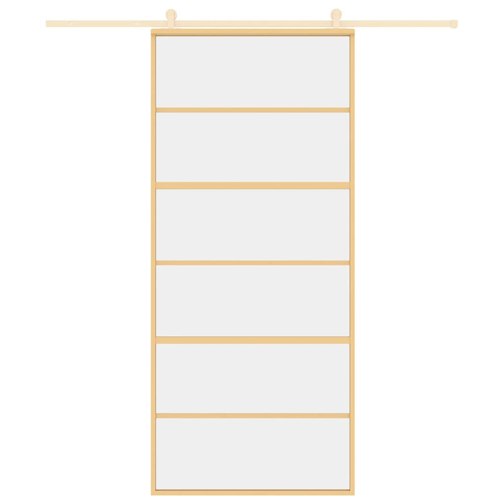 Porta Scorrevole Dorata 90x205 Vetro Trasparente ESG Alluminio | homemem39