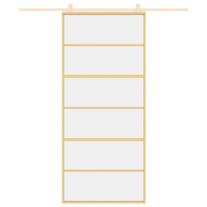 Porta Scorrevole Dorata 90x205 Vetro Trasparente ESG Alluminio | homemem39
