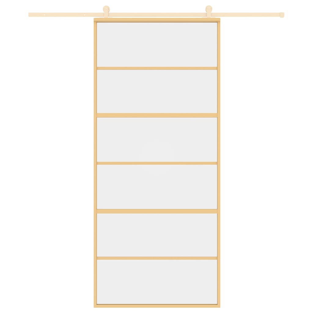 Porta Scorrevole Dorata 90x205 Vetro Trasparente ESG Alluminio - homemem39