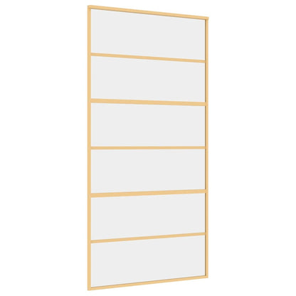 Porta Scorrevole Oro 102,5x205 Vetro Trasparente ESG Alluminio | homemem39
