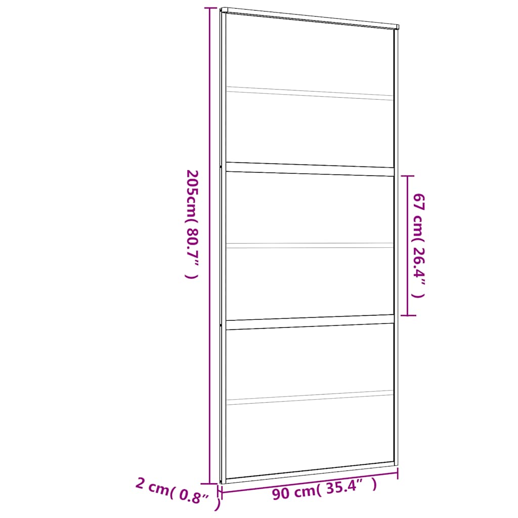 Porta Scorrevole Dorata 90x205 Vetro Smerigliato ESG Alluminio | homemem39