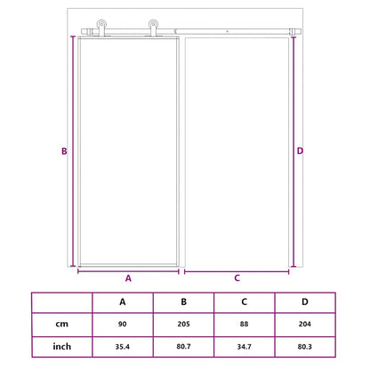 Porta Scorrevole Dorata 90x205 Vetro Smerigliato ESG Alluminio | homemem39