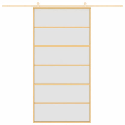 Porta Scorrevole Oro 102,5x205 Vetro Smerigliato ESG Alluminio | homemem39