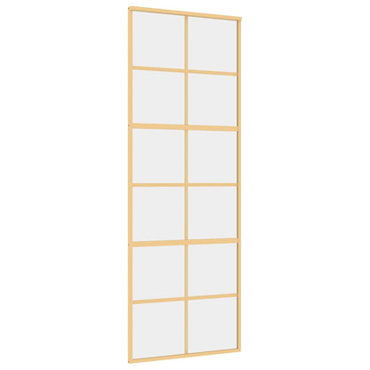 Porta Scorrevole Dorata 76x205 Vetro Trasparente ESG Alluminio | homemem39