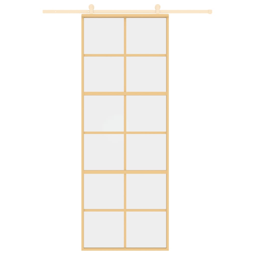 Porta Scorrevole Dorata 76x205 Vetro Trasparente ESG Alluminio - homemem39