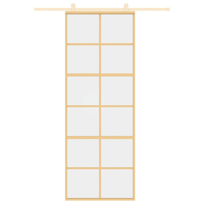 Porta Scorrevole Dorata 76x205 Vetro Trasparente ESG Alluminio - homemem39
