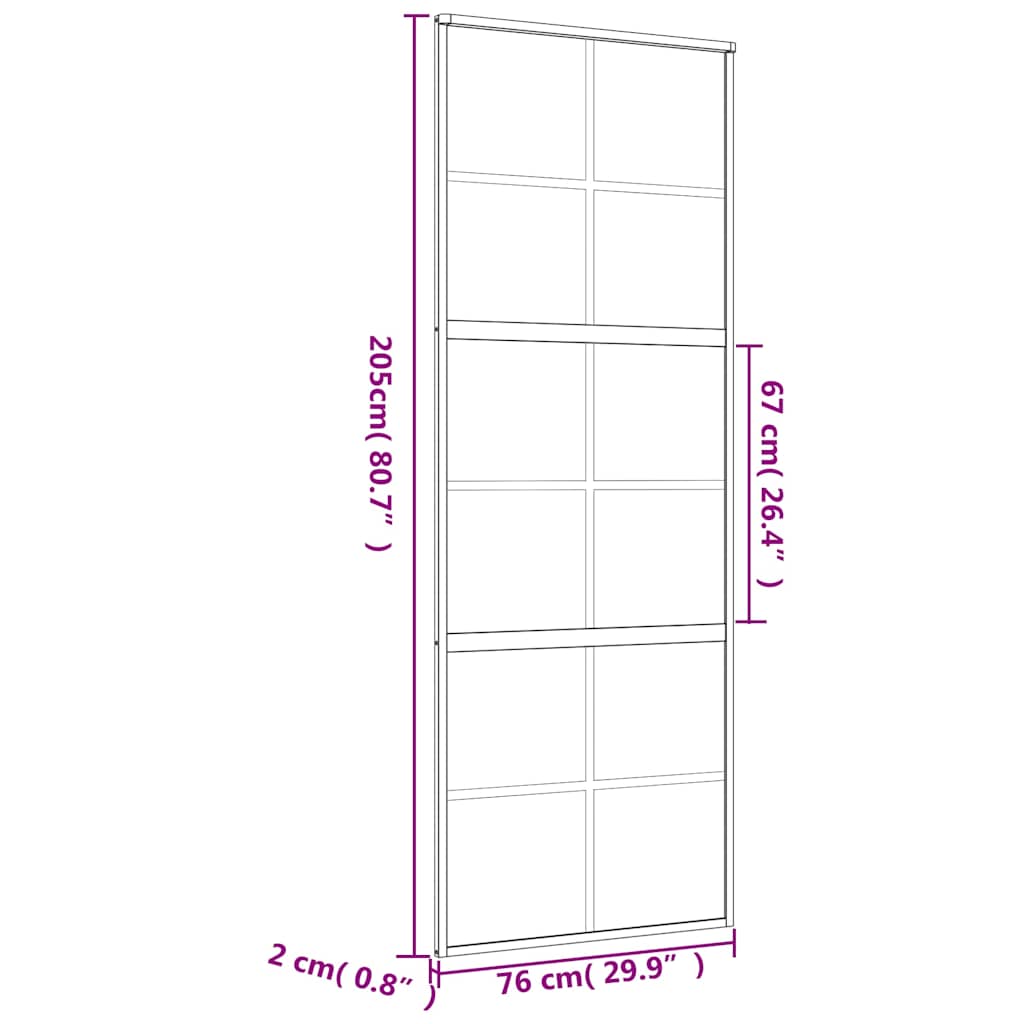 Porta Scorrevole Dorata 76x205 Vetro Trasparente ESG Alluminio - homemem39