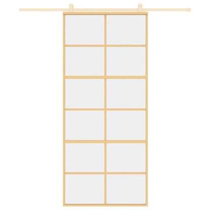 Porta Scorrevole Dorata 90x205 Vetro Trasparente ESG Alluminio | homemem39