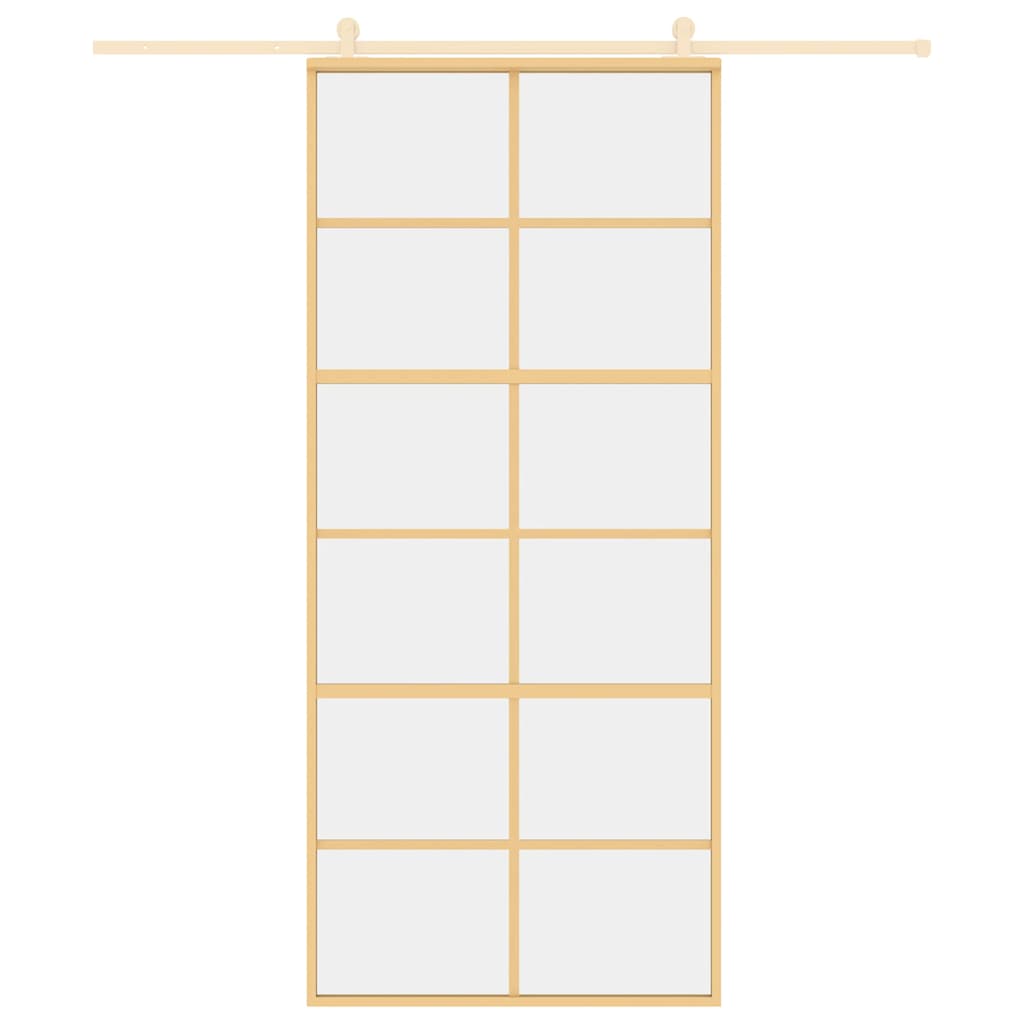 Porta Scorrevole Dorata 90x205 Vetro Trasparente ESG Alluminio - homemem39