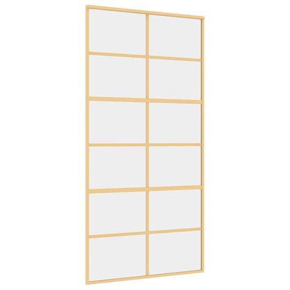 Porta Scorrevole Oro 102,5x205 Vetro Trasparente ESG Alluminio | homemem39