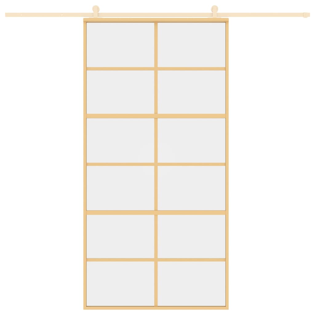 Porta Scorrevole Oro 102,5x205 Vetro Trasparente ESG Alluminio - homemem39