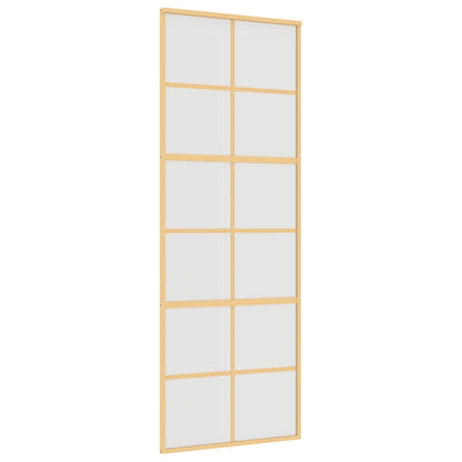Porta Scorrevole Dorata 76x205 Vetro Smerigliato ESG Alluminio | homemem39