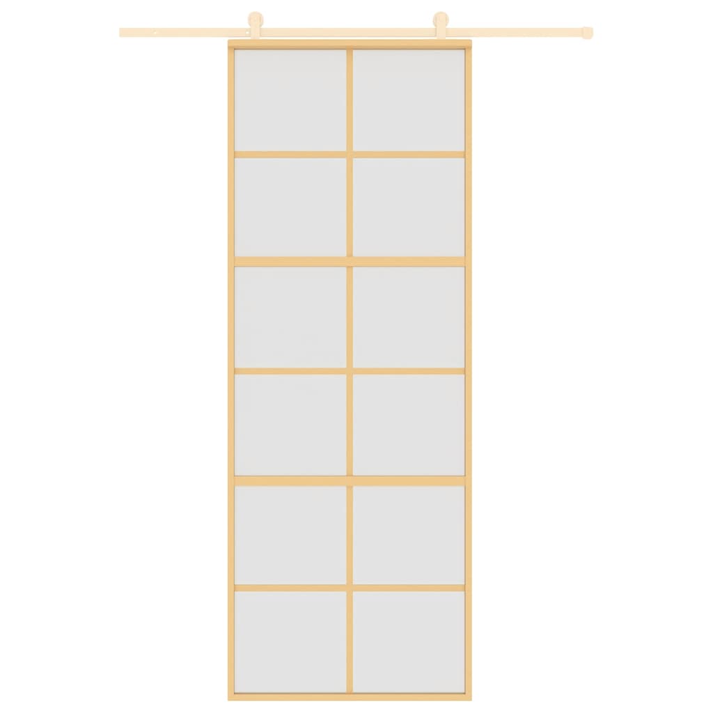 Porta Scorrevole Dorata 76x205 Vetro Smerigliato ESG Alluminio | homemem39