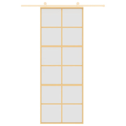 Porta Scorrevole Dorata 76x205 Vetro Smerigliato ESG Alluminio | homemem39