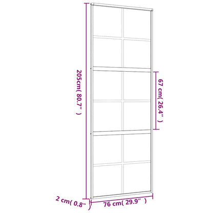 Porta Scorrevole Dorata 76x205 Vetro Smerigliato ESG Alluminio | homemem39
