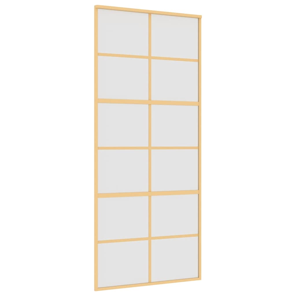 Porta Scorrevole Dorata 90x205 Vetro Smerigliato ESG Alluminio | homemem39
