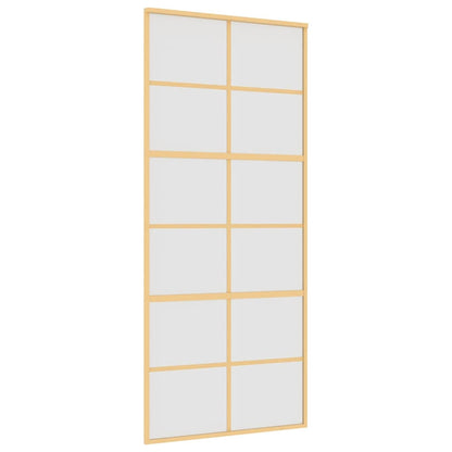 Porta Scorrevole Dorata 90x205 Vetro Smerigliato ESG Alluminio | homemem39