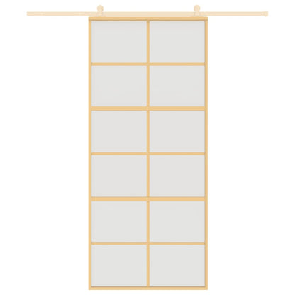 Porta Scorrevole Dorata 90x205 Vetro Smerigliato ESG Alluminio - homemem39