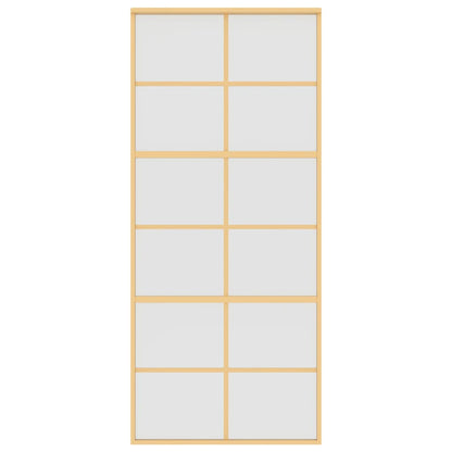 Porta Scorrevole Dorata 90x205 Vetro Smerigliato ESG Alluminio | homemem39