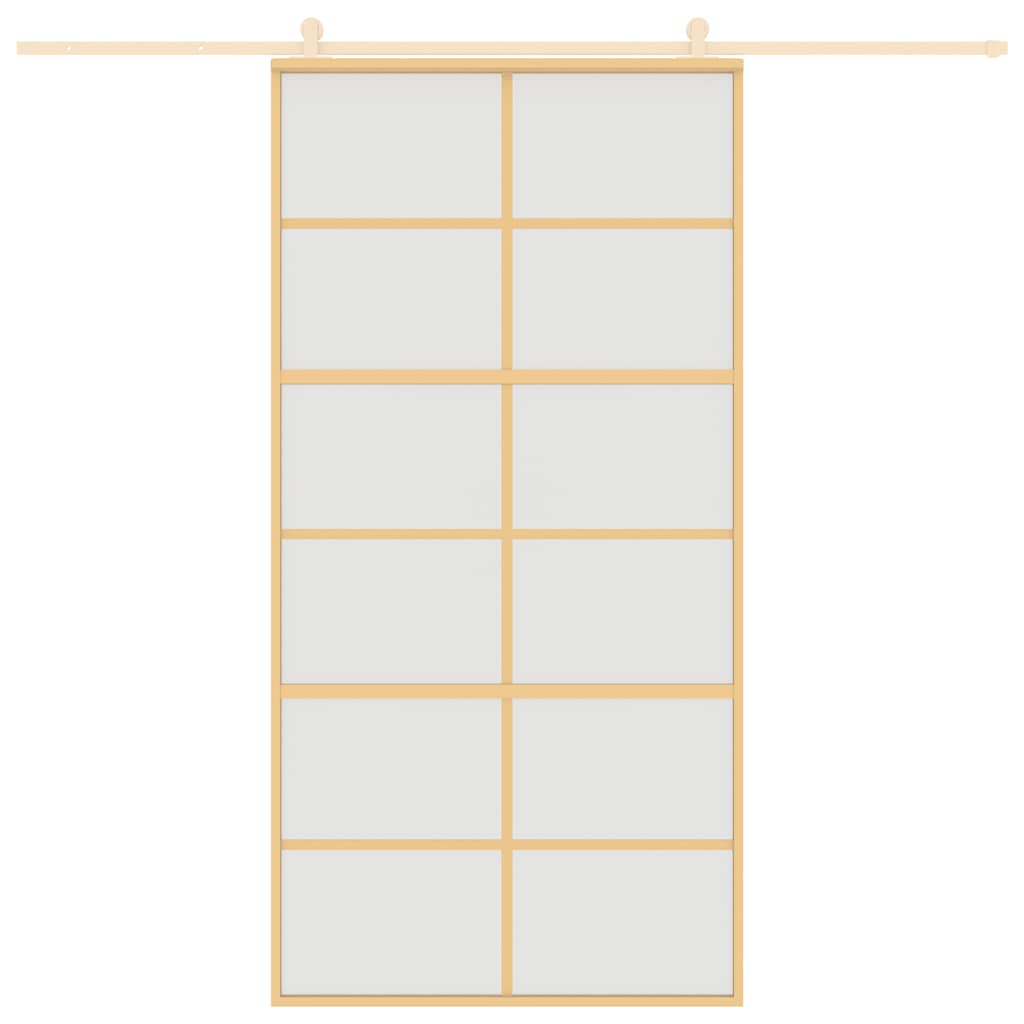 Porta Scorrevole Oro 102,5x205 Vetro Smerigliato ESG Alluminio - homemem39