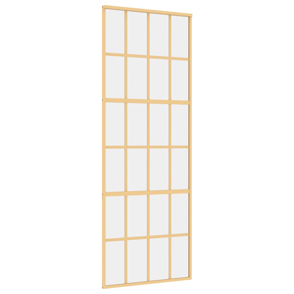 Porta Scorrevole Dorata 76x205 Vetro Trasparente ESG Alluminio - homemem39