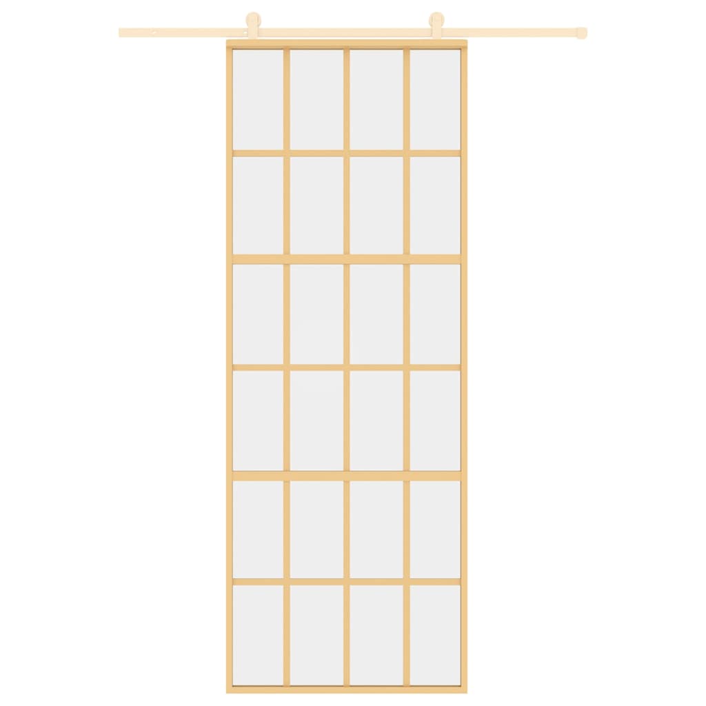Porta Scorrevole Dorata 76x205 Vetro Trasparente ESG Alluminio - homemem39