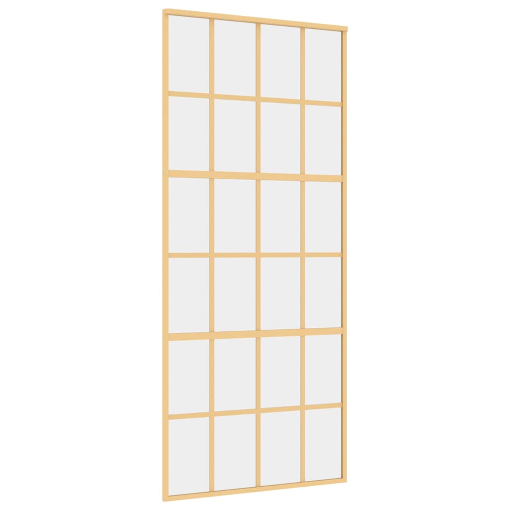 Porta Scorrevole Dorata 90x205 Vetro Trasparente ESG Alluminio | homemem39