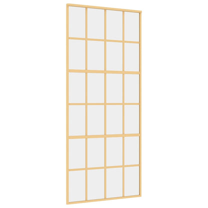 Porta Scorrevole Dorata 90x205 Vetro Trasparente ESG Alluminio | homemem39