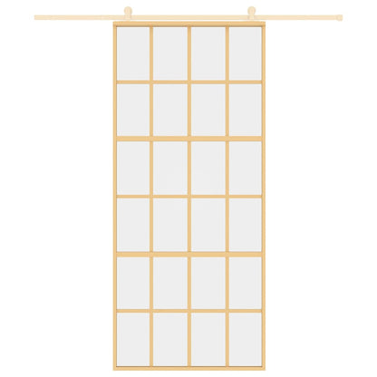Porta Scorrevole Dorata 90x205 Vetro Trasparente ESG Alluminio - homemem39