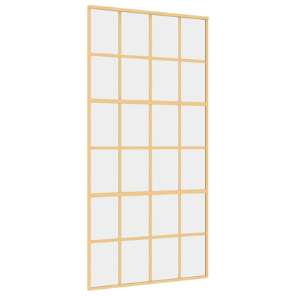 Porta Scorrevole Oro 102,5x205 Vetro Trasparente ESG Alluminio - homemem39