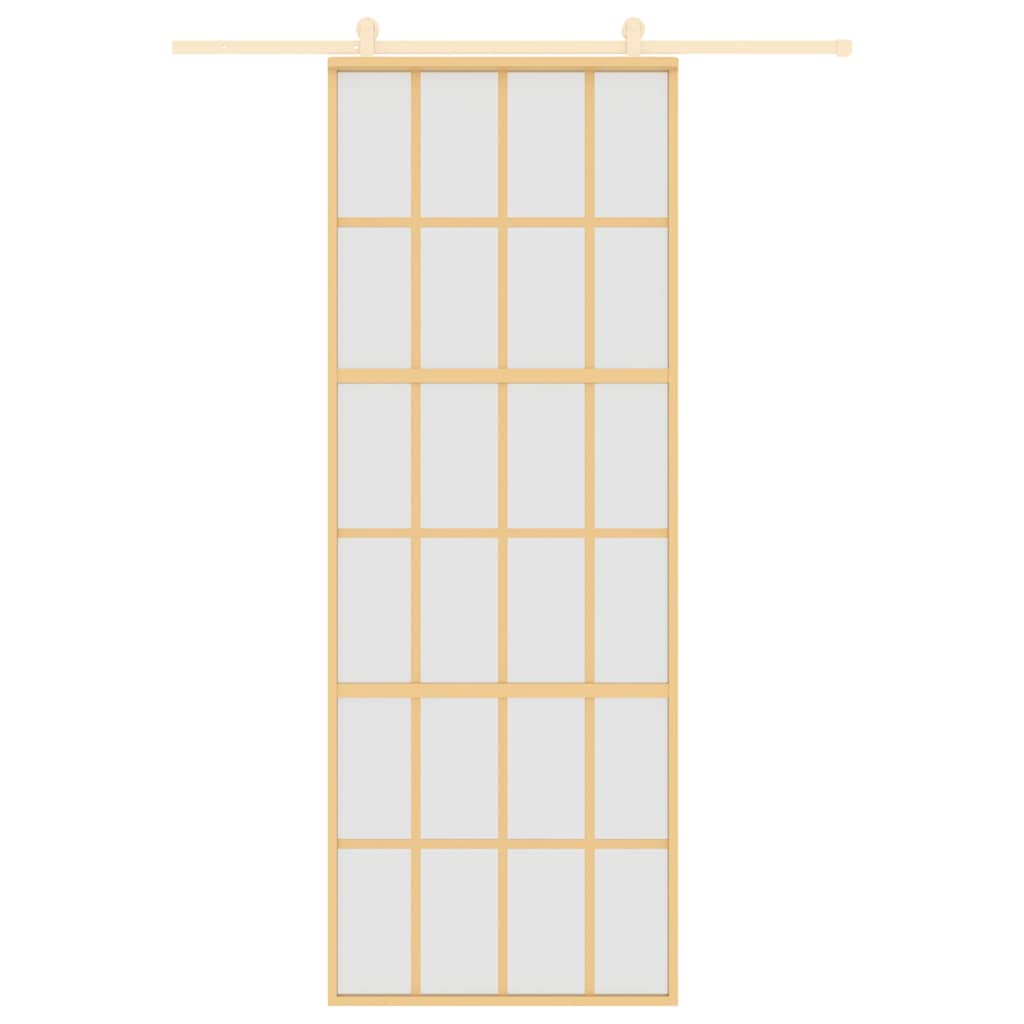 Porta Scorrevole Dorata 76x205 Vetro Smerigliato ESG Alluminio | homemem39