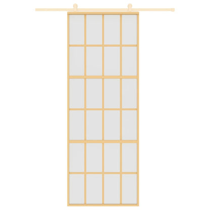 Porta Scorrevole Dorata 76x205 Vetro Smerigliato ESG Alluminio | homemem39