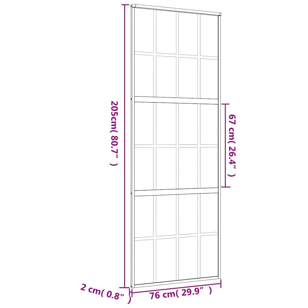 Porta Scorrevole Dorata 76x205 Vetro Smerigliato ESG Alluminio | homemem39