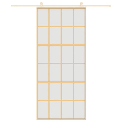 Porta Scorrevole Dorata 90x205 Vetro Smerigliato ESG Alluminio